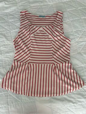 Leifnotes Striped Red & White Peplum Tank Top